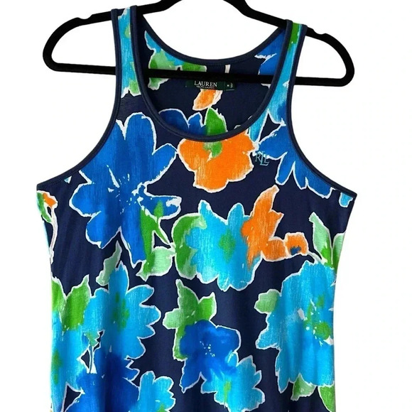 LAUREN | NWOT | SLEEVELESS MAXI COTTON TANK STYLE BLUE GREEN | SIZE: MEDIUM - Picture 2 of 9